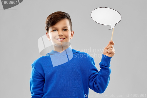 Image of smiling boy in blue hoodie with speech bubble