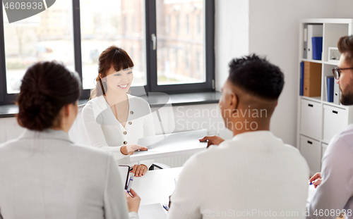Image of employee having job interview with recruiters