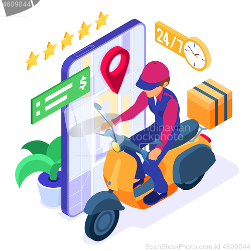 Image of online food order package delivery service