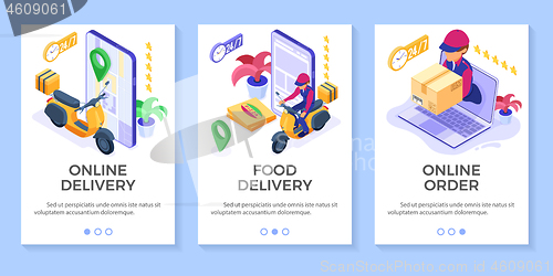 Image of online food order package delivery service banners