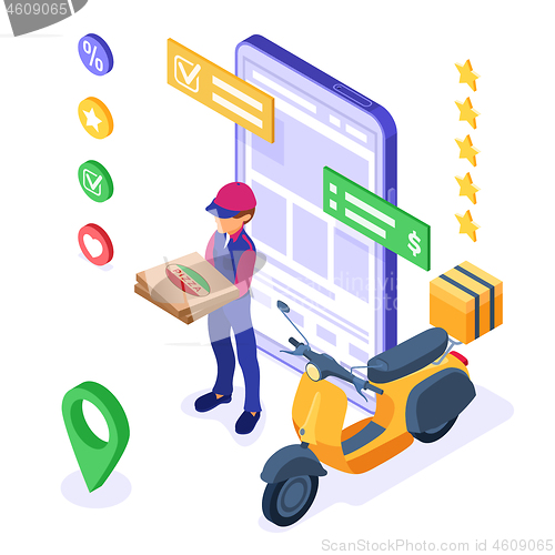 Image of online food order package delivery service