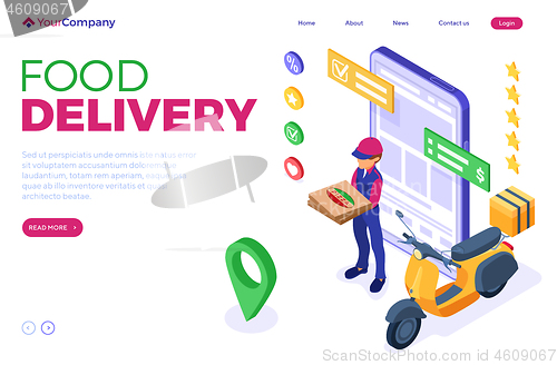Image of online food order package delivery service