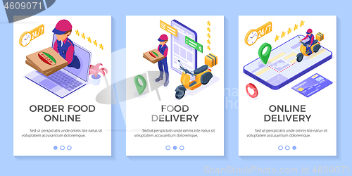 Image of online food pizza order delivery service banners