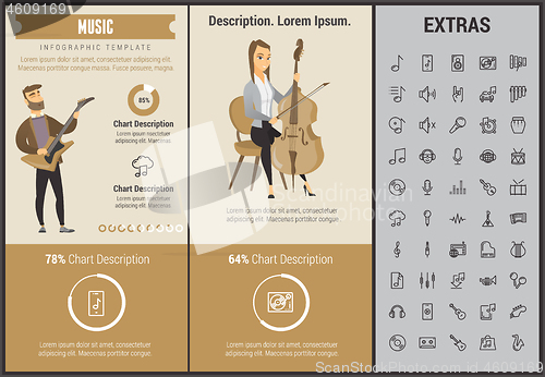 Image of Music infographic template, elements and icons.