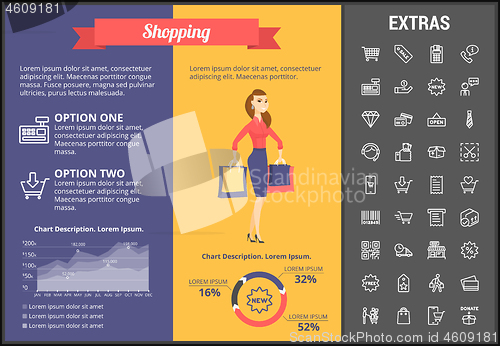Image of Shopping infographic template, elements and icons.