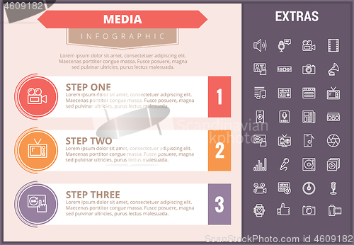 Image of Media infographic template, elements and icons.