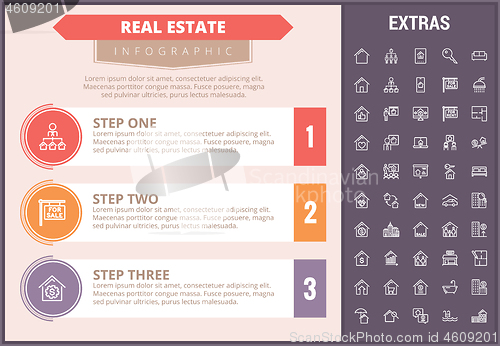 Image of Real estate infographic template, elements, icons.