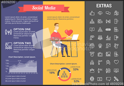 Image of Social media infographic template, elements, icons