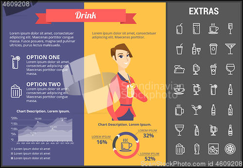 Image of Drink infographic template, elements and icons.