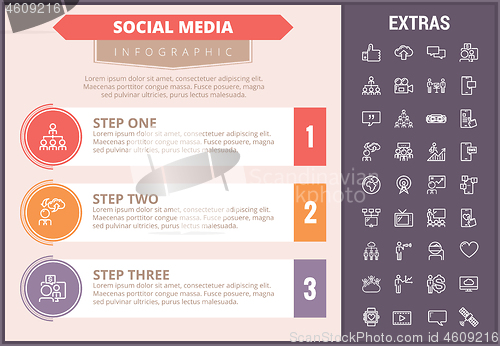 Image of Social media infographic template, elements, icons