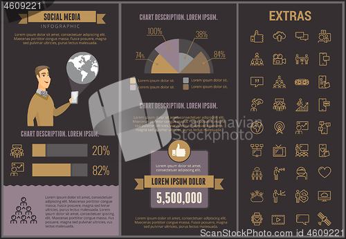 Image of Social media infographic template, elements, icons