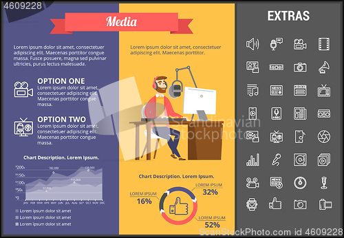 Image of Media infographic template, elements and icons.