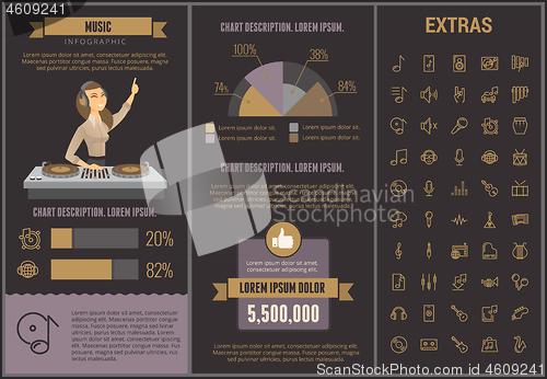 Image of Music infographic template, elements and icons.