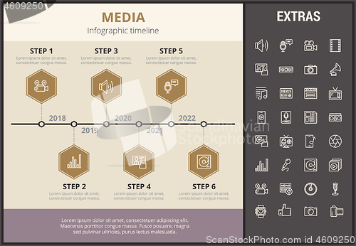 Image of Media infographic template, elements and icons.