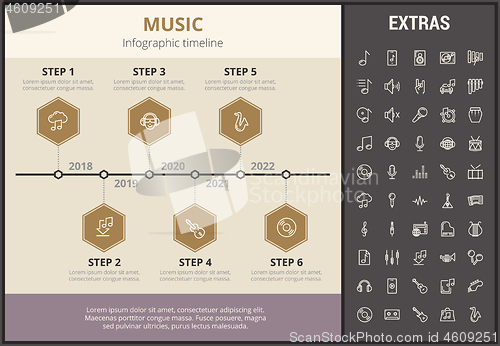 Image of Music infographic template, elements and icons.