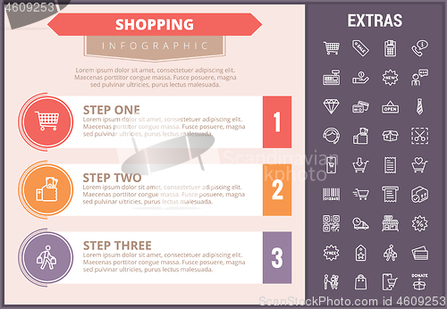 Image of Shopping infographic template, elements and icons.