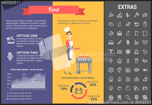 Image of Food infographic template, elements and icons.