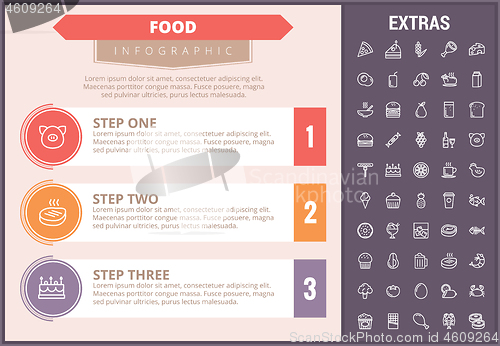 Image of Food infographic template, elements and icons.