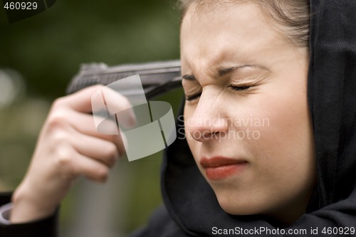 Image of suicide woman in black