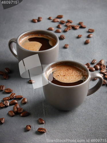 Image of two cups of fresh homemade coffee