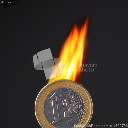 Image of burning euro coin