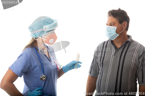 Image of Patient being treaded by Healthcare Professional for infectious