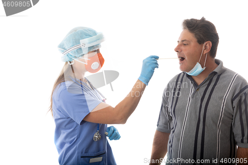 Image of Throat swab for infectious disease influenza virus pandemic COVI