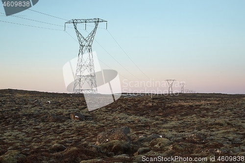 Image of Electric lines leadin to the distance