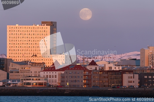 Image of Fosshotel Reykjavik Iceland in sunset