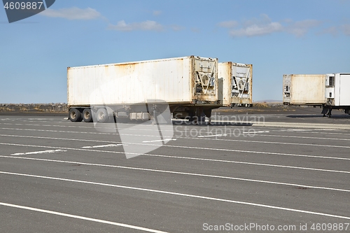 Image of Container carrier trailers parked