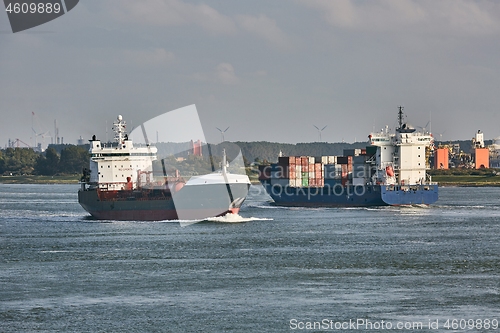 Image of Industrial ship leaving Rotterdam