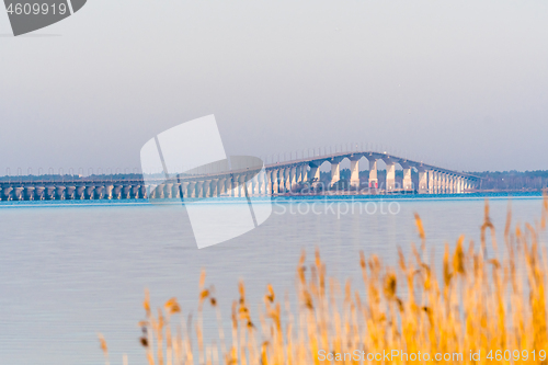 Image of The Swedish Oland bridge in morning sunshine