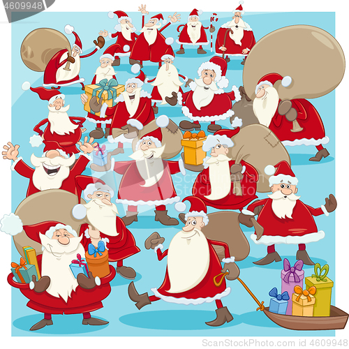 Image of christmas santa claus group cartoon