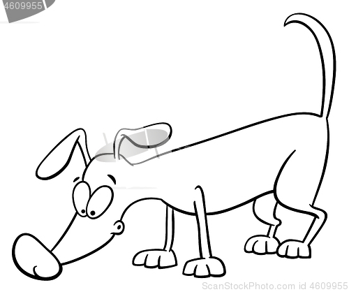 Image of sniffing dog coloring page