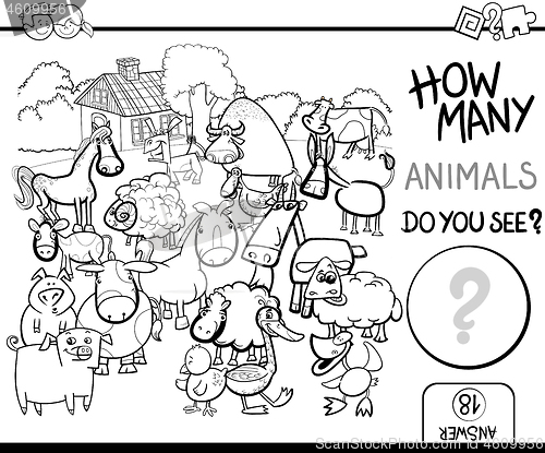 Image of count farm animals for coloring