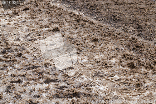 Image of Dirty snow on the road