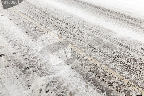 Image of snowy road, winter