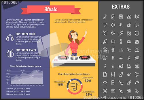 Image of Music infographic template, elements and icons.