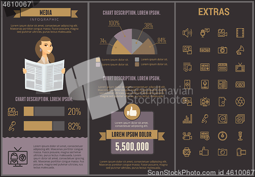 Image of Media infographic template, elements and icons.