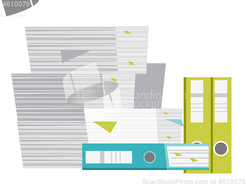 Image of Stack of folders and documents vector cartoon.