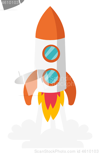 Image of Rocket take off vector cartoon illustration.