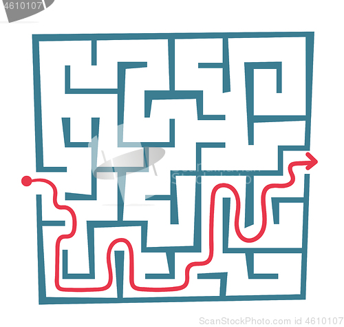 Image of Labyrinth with solution vector illustration.