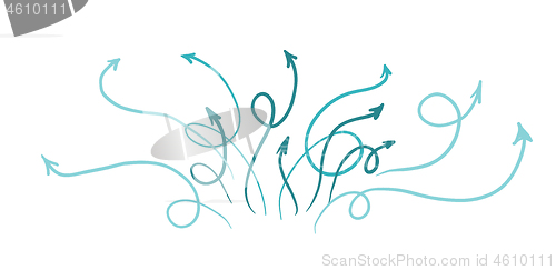 Image of Blue spiral arrows vector cartoon illustration.