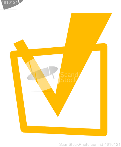 Image of Yellow tick in checkbox vector illustration.