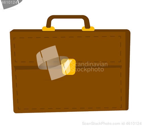 Image of Brown briefcase vector cartoon illustration.