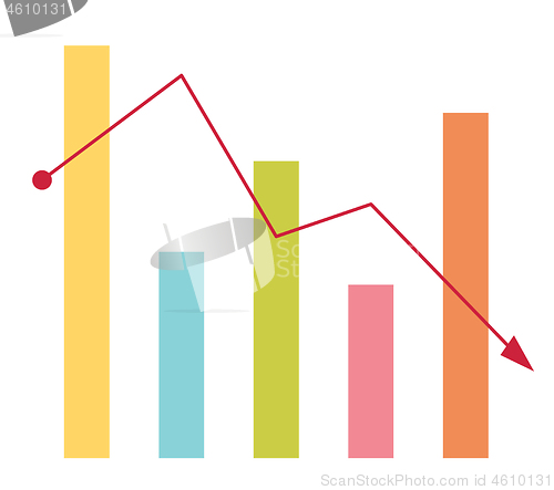 Image of Declining bar chart with arrow going down.