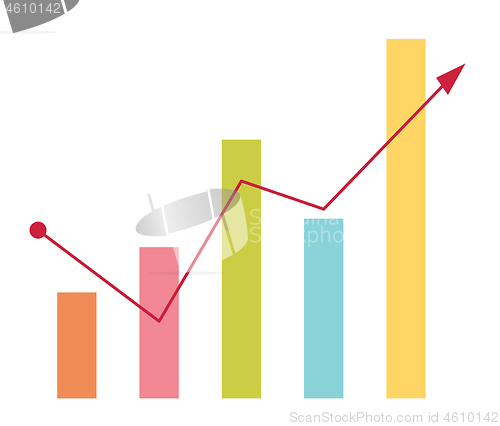 Image of Business bar chart with arrow going up.