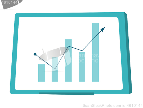 Image of Whiteboard with growing bar chart vector cartoon.