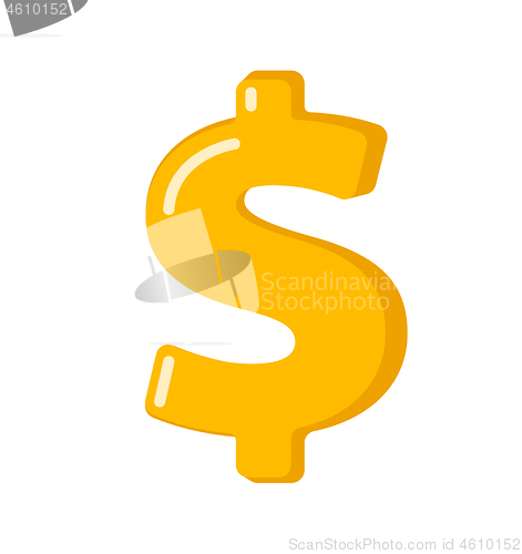 Image of Golden dollar sign vector cartoon illustration.