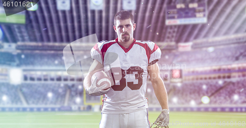 Image of American Football Player isolated on big modern stadium field